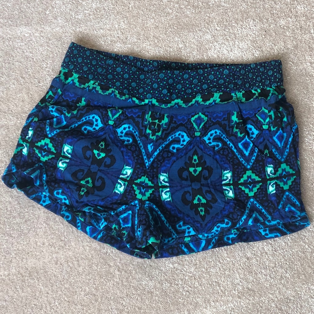 Express Fabric Shorts, Blue/Green/Black